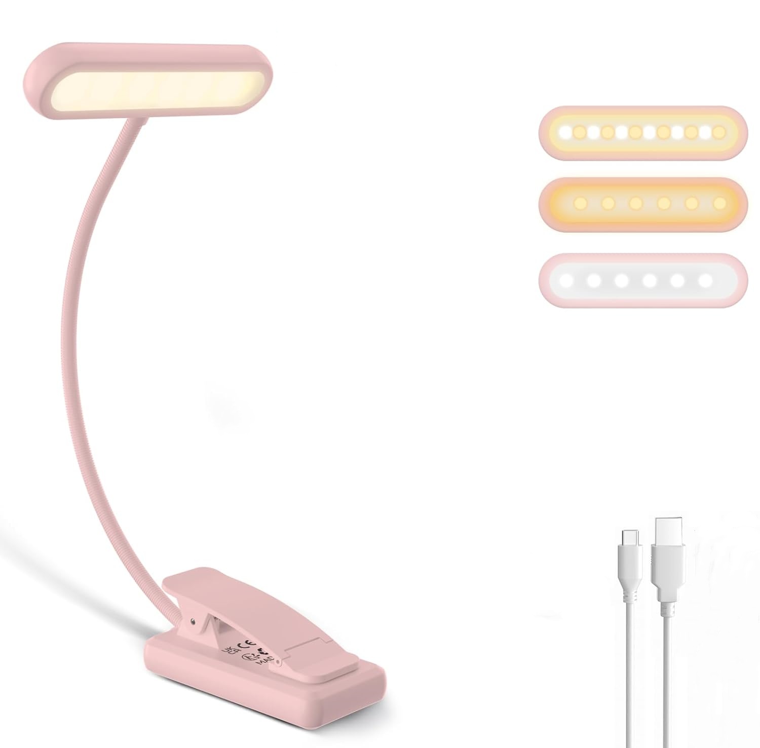 Desk Lamp - Lampu Baca Penjepit Buku Hitam/Putih/Merah Muda