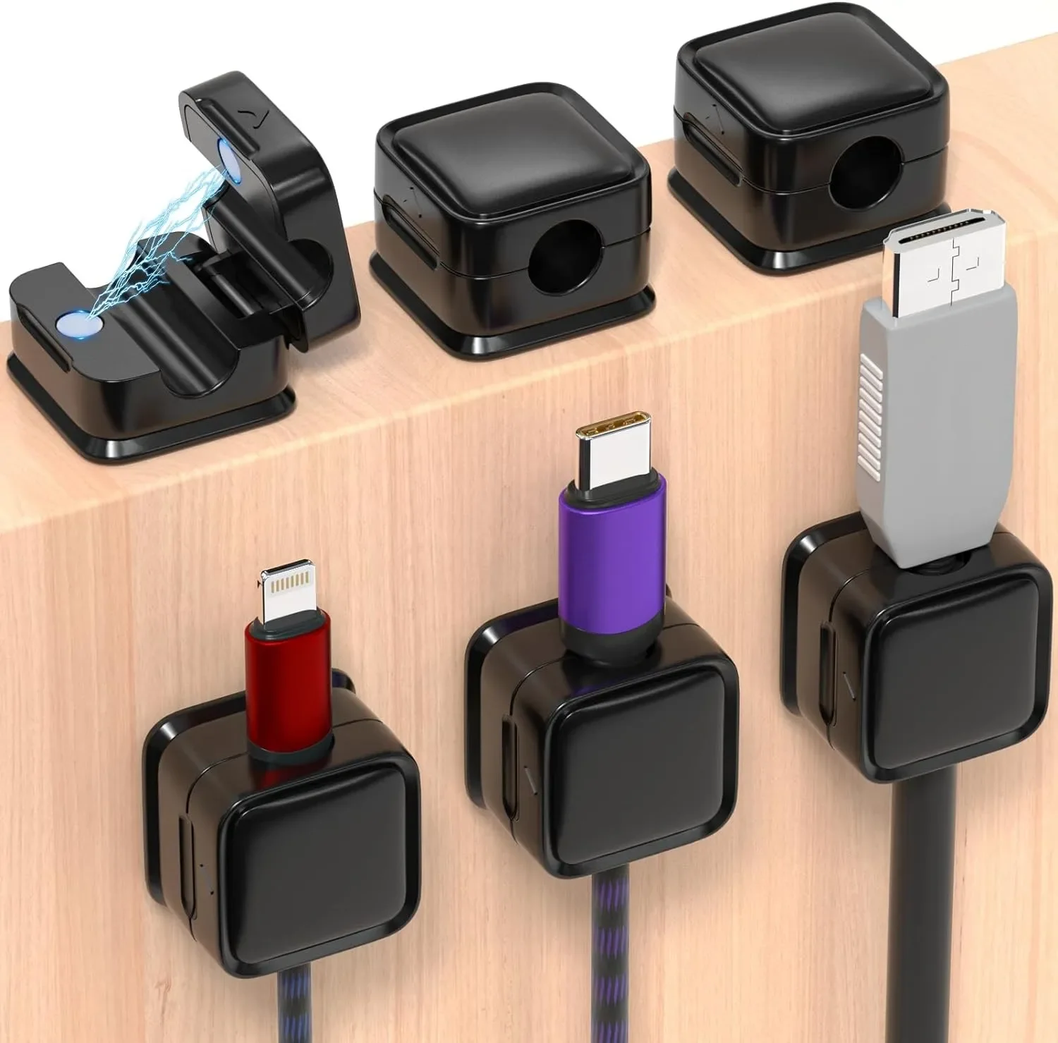 Desk Organizer - Penyangga Kabel Mini, Pengatur Kabel Magnetik,