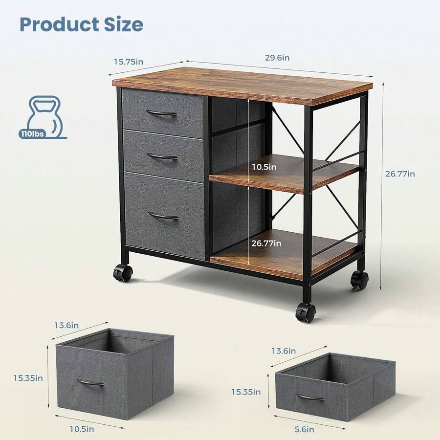 Lemari Arsip Bergerak 3-Tingka - Printer Stand ulasan dan harga