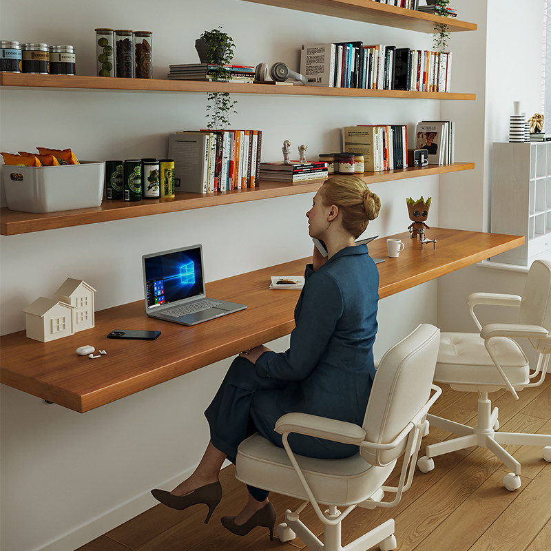 Meja Kayu Solid Nordik dengan  - Bookshelf ulasan dan harga