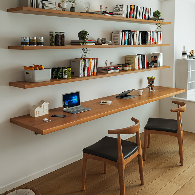 Meja Kayu Solid Nordik dengan  - Bookshelf ulasan dan harga