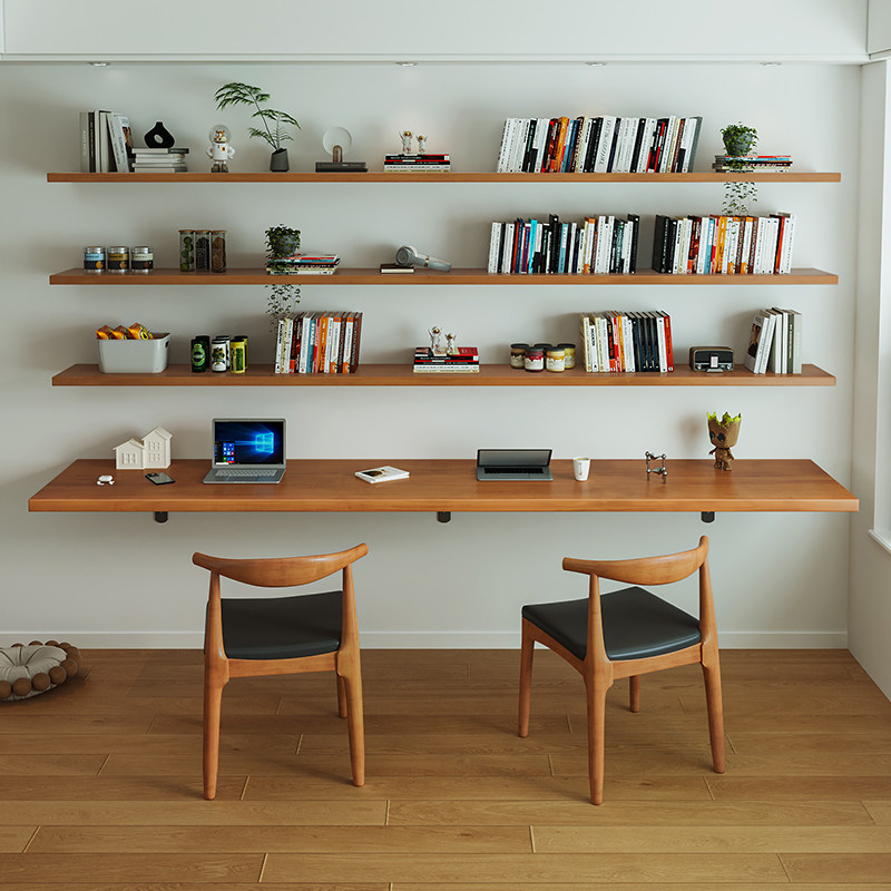 Meja Kayu Solid Nordik dengan  - Bookshelf ulasan dan harga