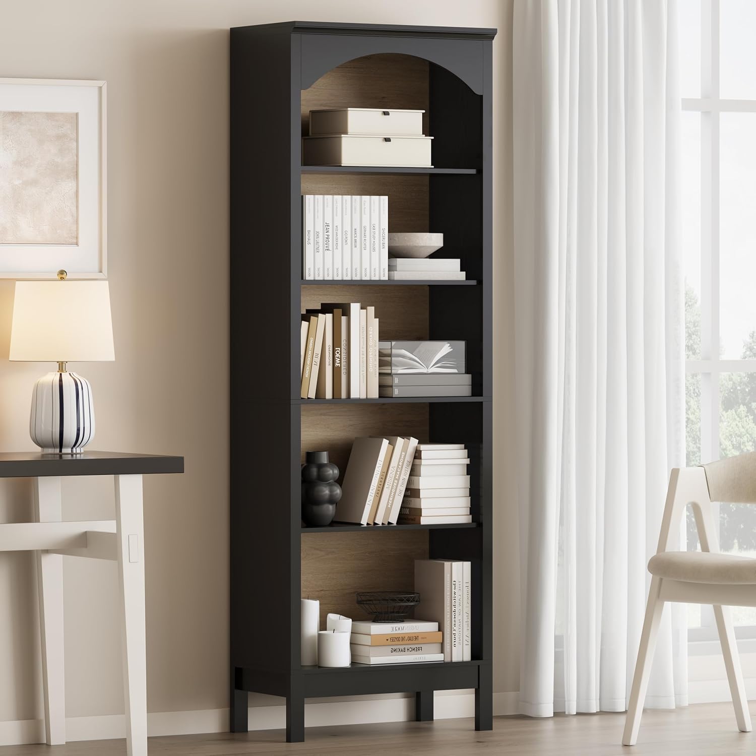 Rak Buku Lengkung dengan 5 Tin - Bookshelf ulasan dan harga