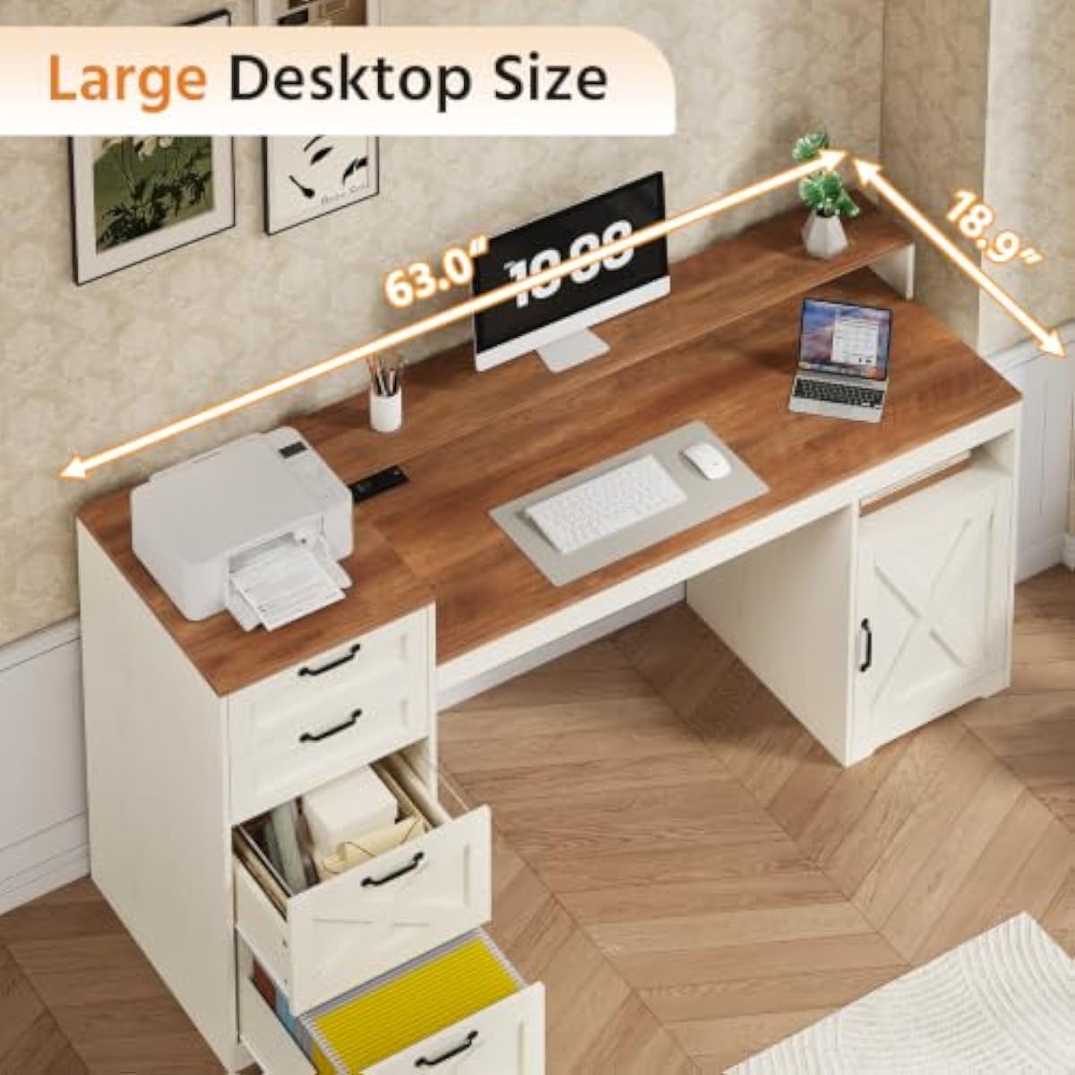 Meja kerja kayu olahan berwarn - Printer Stand ulasan dan harga